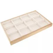 35x24cm Jewelry display with 12 compartments - Bamboo - Suede White x1