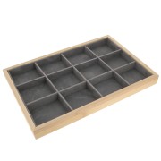 35x24cm Jewelry display with 12 compartments - Bamboo - Suede Grey x1|raw }}