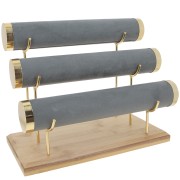 24x30cm bamboo Jewelry holder for bracelets - 3 levels - Suede Grey x1|raw }}