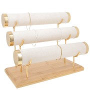 24x30cm bamboo Jewelry holder for bracelets - 3 levels - Suede Beige x1