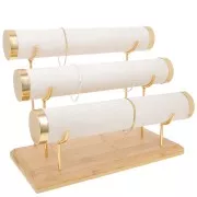 24x30cm bamboo Jewelry holder for bracelets - 3 levels - Suede Beige x1