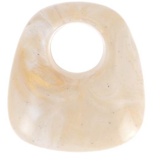 23x21mm Opaque resin trapeze pendant - marbled Beige x1