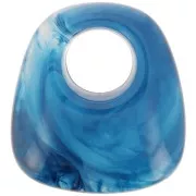 23x21mm Opaque resin trapeze pendant - Marbled Blue x1