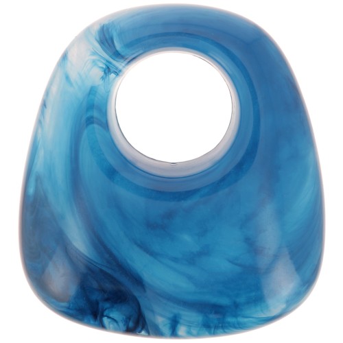 23x21mm Opaque resin trapeze pendant - Marbled Blue x1