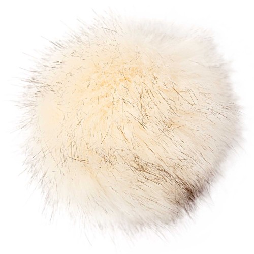 10cm Synthetic fur pompom - Cream - Black x1