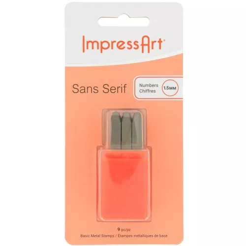 ImpressArt 1.5mm metal stamps - numbers 0 to 8 SERIF FREE x9
