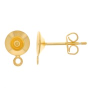 Earstuds for 6mm Semi-pierced with closed ring - Fine gold plated x2|raw }}