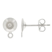 Earstuds for 6mm Semi-pierced with closed ring - Fine silver plating x2|raw }}