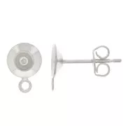 Earstuds for 6mm Semi-pierced with closed ring - Fine silver plating x2