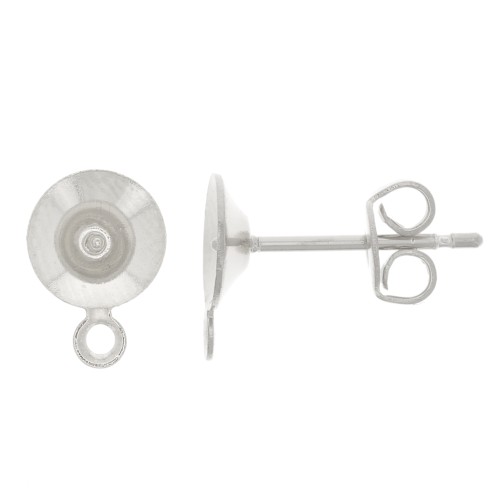 Earstuds for 6mm Semi-pierced with closed ring - Fine silver plating x2