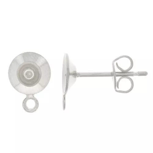 Earstuds for 6mm Semi-pierced with closed ring - Fine silver plating x2