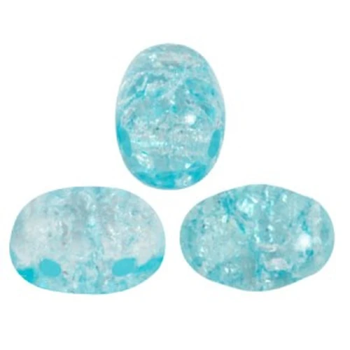 7x5mm Samos® Glass beads by Puca® - New Cracked Aqua x10g