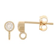 3.5mm Zirconium oxide round earstuds - Gold Filled x2