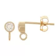 3.5mm Zirconium oxide round earstuds - Gold Filled x2