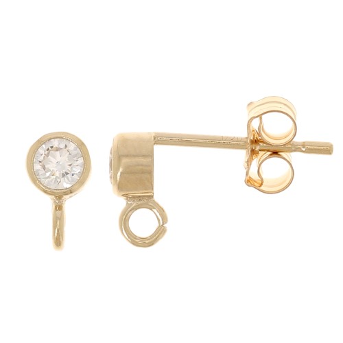 3.5mm Zirconium oxide round earstuds - Gold Filled x2