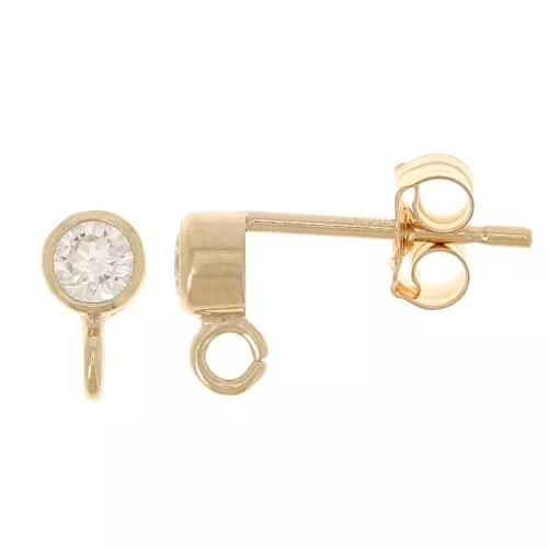3.5mm Zirconium oxide round earstuds - Gold Filled x2