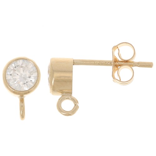 4.5mm Zirconium oxide round earstuds - Gold Filled x2