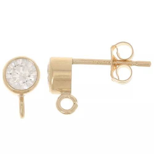 4.5mm Zirconium oxide round earstuds - Gold Filled x2