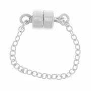 10x4mm 925 Sterling Silver Magnetic clasp with 4cm cable safety chain x1