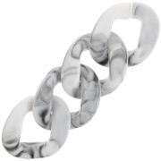 39x32mm Oval twisted acrylic link - Marbled White - Black x1