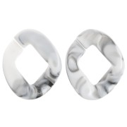 39x32mm Oval twisted acrylic link - Marbled White - Black x1