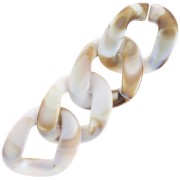 39x32mm Oval twisted acrylic link - Marbled White - Brown x1
