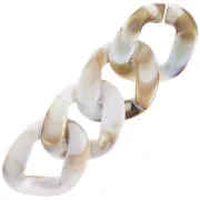 39x32mm Oval twisted acrylic link - Marbled White - Brown x1
