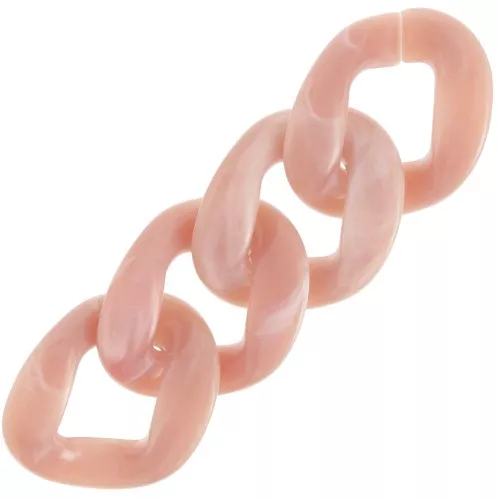 39x32mm Oval twisted acrylic link - Marbled Antique Pink - White x1