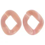 39x32mm Oval twisted acrylic link - Marbled Antique Pink - White x1