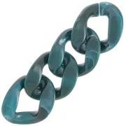 39x32mm Oval twisted acrylic link - Marbled Bottle Green - White x1