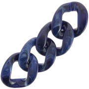 39x32mm Oval twisted acrylic link - Dark blue marbled - White x1|raw }}
