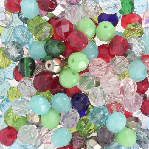 Fire Polished faceted round beads assortment 6mm x50g