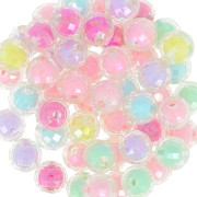 Assortment of 10mm round faceted beads - Transparent AB - Multi Pastel x10|raw }}