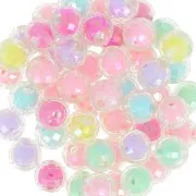 Assortment of 10mm round faceted beads - Transparent AB - Multi Pastel x10