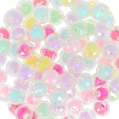 Assortment of 8mm round faceted beads - Transparent AB - Multi Pastel x15