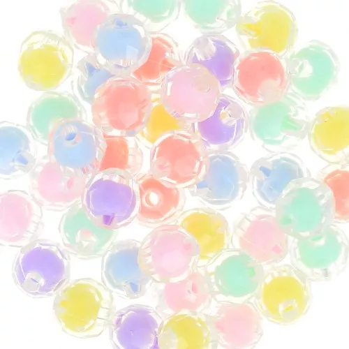 Assortment of 10mm round faceted beads - Transparent - Multicolored Pastel x10