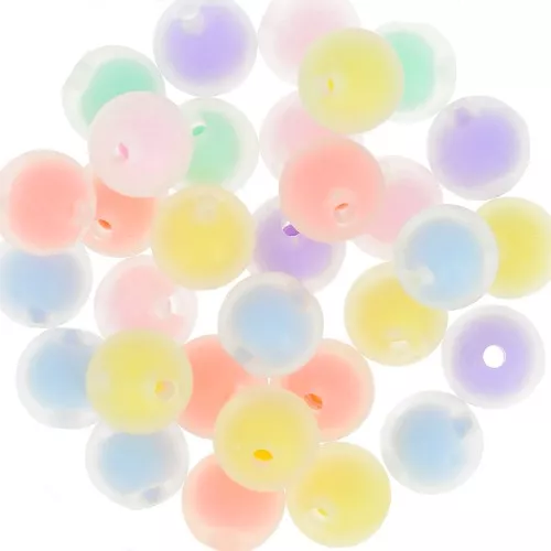 11.5mm Round frosted effect beads assortment - Transparent - Multi Pastel x10