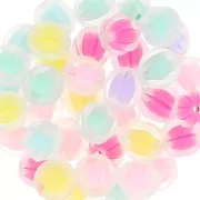 12mm Assortment of frosted striated round beads - Transparent - Multi Pastel x8
