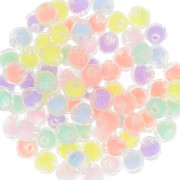8x7.5mm round flattened faceted beads - Transparent - Multi Pastel x15