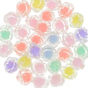 11mm Flower beads assortment - Transparent - Multicolored Pastel x8|raw }}