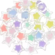 15mm faceted star beads Assortment - Transparent - Multi Pastel x8