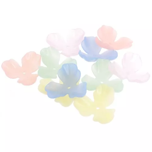 36mm clear acrylic flower pendants - Pastel multicolored x6