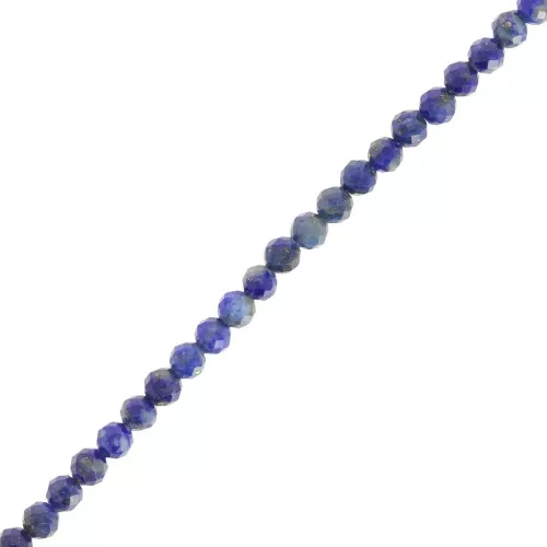 Round faceted beads 3 mm gemstone - Lapis lazuli x38cm