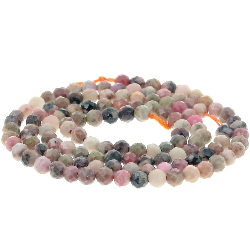 3 mm Round Faceted Gemstone Beads - Rhodonite x 39 cm