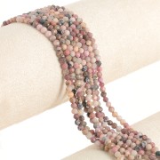 3 mm Round Faceted Gemstone Beads - Rhodonite x 39 cm