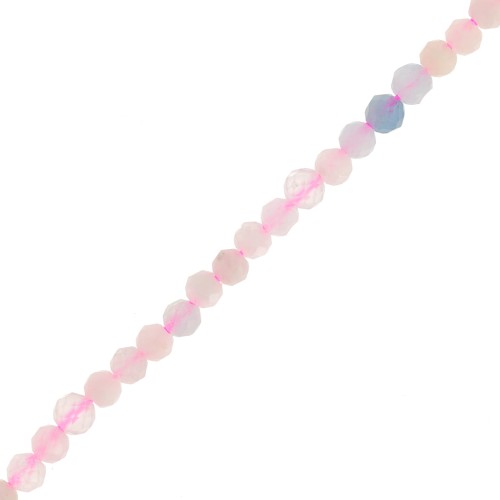 Round faceted beads 3 mm gemstone - Morganite x39cm