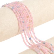 Round faceted beads 3 mm gemstone - Morganite x39cm