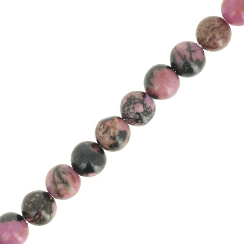 Round beads 6.5 mm gemstone - Rhodonite x37cm