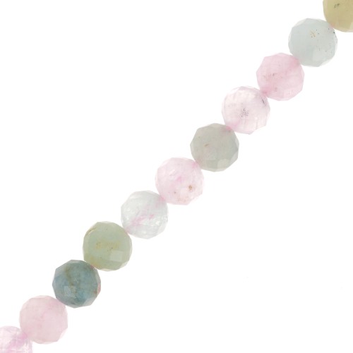 Round faceted beads 6 mm gemstone - Morganite x38cm