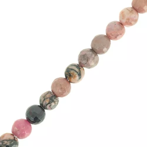 Round faceted beads 6 mm gemstone - Rhodonite x38cm